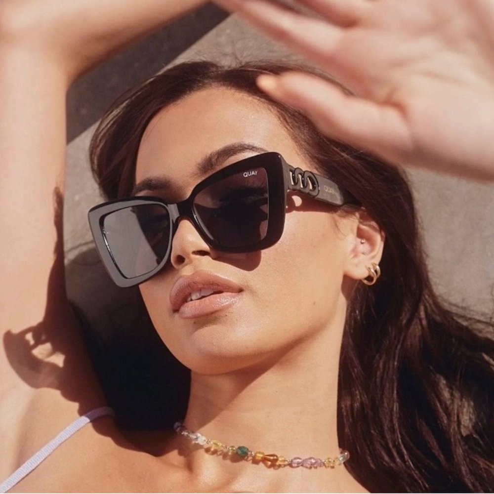 Quay Chain Reaction Oversize Cat Eye Black Sunglasses